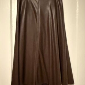 Banana Republic Factory Vegan Leather Midi Skirt in Roasted Cocao